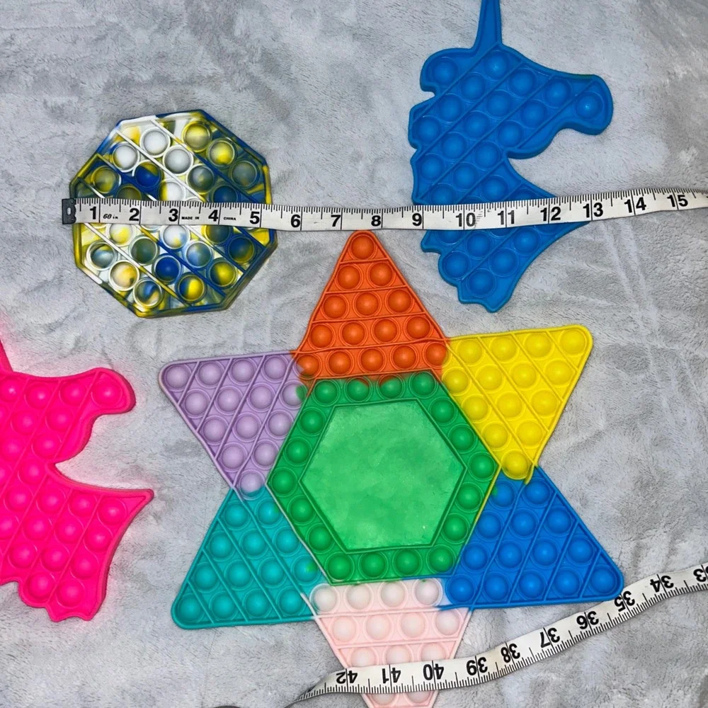 Pop Fidget Toy Bundle 4pc Set Rainbow Star Unicorn Octagon Sensory Stress Relief